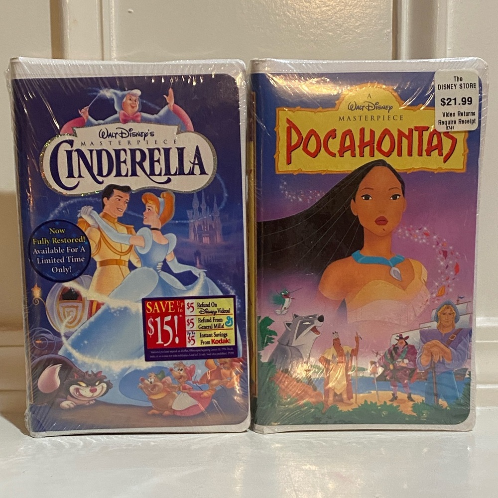 Brand New Disney Cinderella & Pocahontas VHS Masterpiece Collection Video Tapes